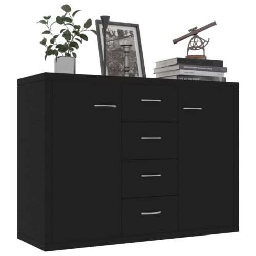 Sideboard Black 88x30x65cm Engineered Wood - Image 3