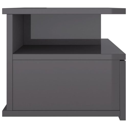Floating Nightstands 2pcs High Gloss Grey 40x31x27cm Engineered Wood - Image 5