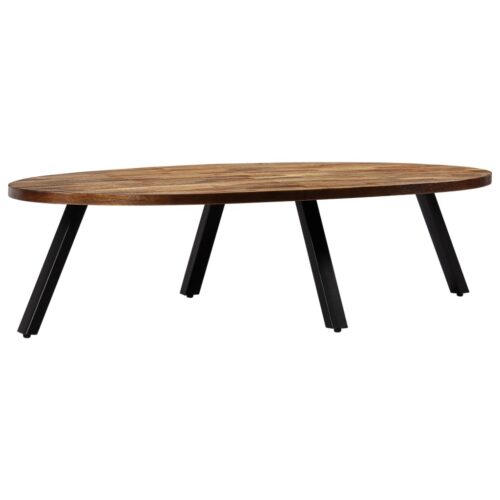 Coffee Table Solid Reclaimed Teak Oval 120x60x30cm - Image 2