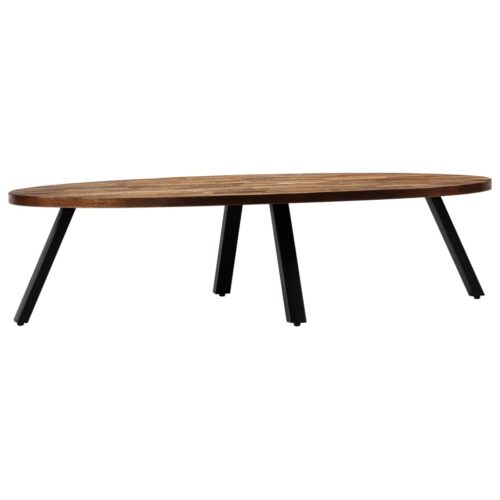 Coffee Table Solid Reclaimed Teak Oval 120x60x30cm - Image 3