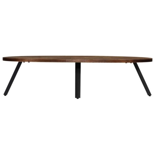 Coffee Table Solid Reclaimed Teak Oval 120x60x30cm - Image 4