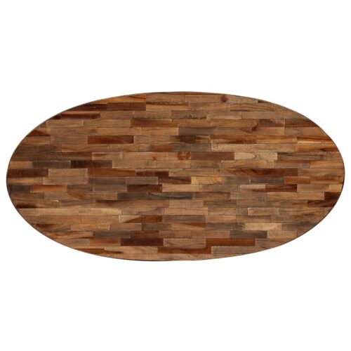 Coffee Table Solid Reclaimed Teak Oval 120x60x30cm - Image 5