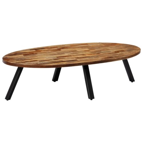 Coffee Table Solid Reclaimed Teak Oval 120x60x30cm - Image 12