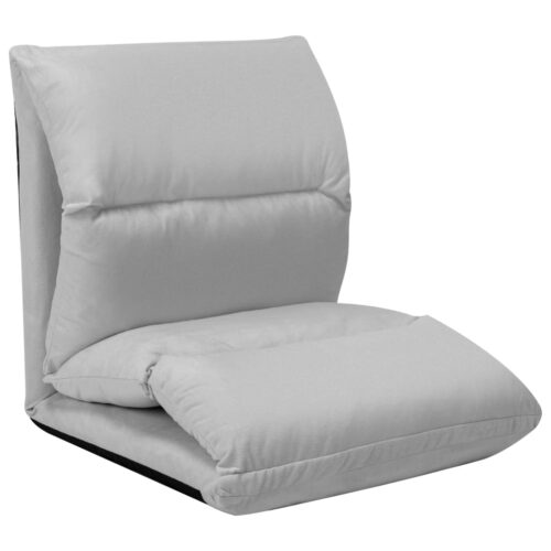 Folding Floor Chair Light Grey Microfibre - Image 4