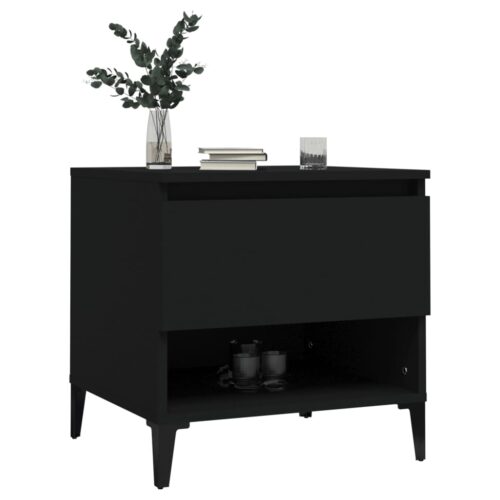 2-Piece Wooden Tables Set Sofa Lounge Coffee Side Bedside Storage Drawers Black 50x46x50cm - Image 4