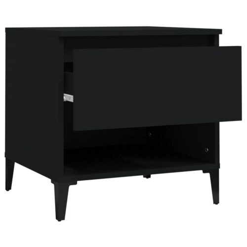 2-Piece Wooden Tables Set Sofa Lounge Coffee Side Bedside Storage Drawers Black 50x46x50cm - Image 8