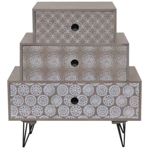 Nightstand with 3 Drawers Grey Brown - Image 3