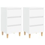 Bed Cabinets with Solid Wood Legs 2pcs White 40x35x69cm
