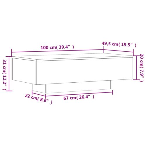 Coffee Table White 100x49.5x31cm Engineered Wood - Image 9