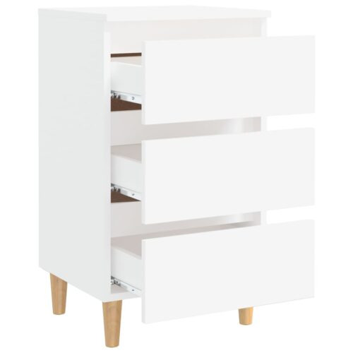 Bed Cabinets with Solid Wood Legs 2pcs White 40x35x69cm - Image 5