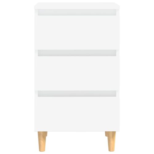 Bed Cabinets with Solid Wood Legs 2pcs White 40x35x69cm - Image 6