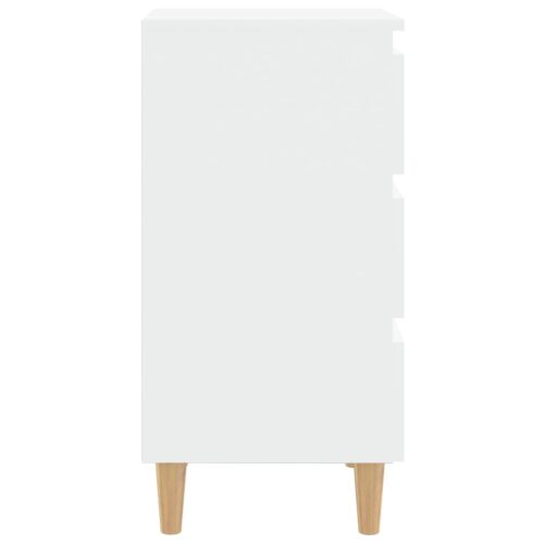 Bed Cabinets with Solid Wood Legs 2pcs White 40x35x69cm - Image 7