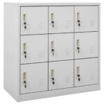 Lockable Locker Cabinet Office School Gym Side Table Steel Metal Storage Sideboard Filing Grey