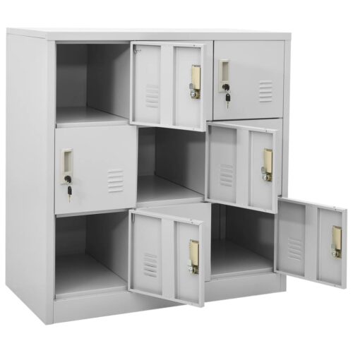 Lockable Locker Cabinet Office School Gym Side Table Steel Metal Storage Sideboard Filing Grey - Image 5