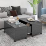 Coffee Table High Gloss Grey 75x75x38cm Engineered Wood