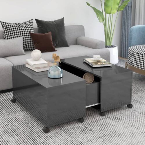 Coffee Table High Gloss Grey 75x75x38cm Engineered Wood