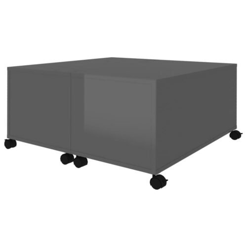 Coffee Table High Gloss Grey 75x75x38cm Engineered Wood - Image 4
