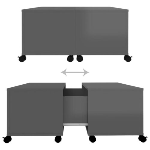 Coffee Table High Gloss Grey 75x75x38cm Engineered Wood - Image 7