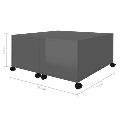 Coffee Table High Gloss Grey 75x75x38cm Engineered Wood - Image 8
