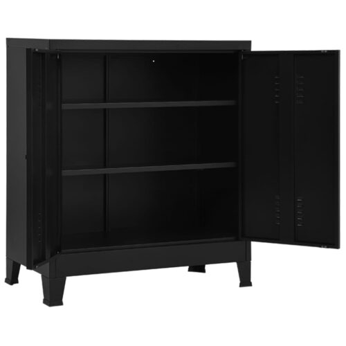 Industrial Storage Chest Black 90x40x100cm Steel - Image 2