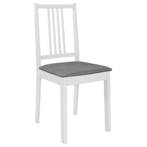 2x White Solid Wood Dining Chairs Set Farm Country Kitchen Cafe Padded Cushion - Image 2