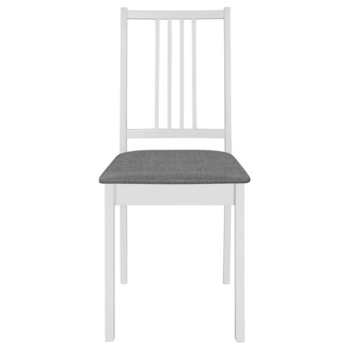 2x White Solid Wood Dining Chairs Set Farm Country Kitchen Cafe Padded Cushion - Image 3