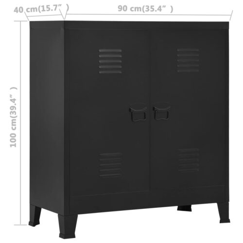 Industrial Storage Chest Black 90x40x100cm Steel - Image 7