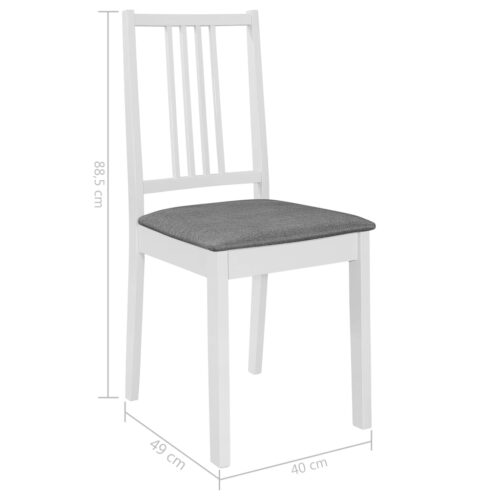 2x White Solid Wood Dining Chairs Set Farm Country Kitchen Cafe Padded Cushion - Image 7