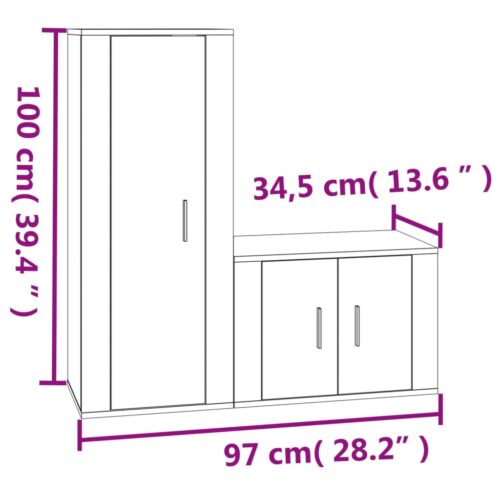 2-Piece TV Cabinet Set White Engineered Wood - Image 7