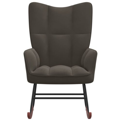 Rocking Chair Dark Grey Velvet - Image 2