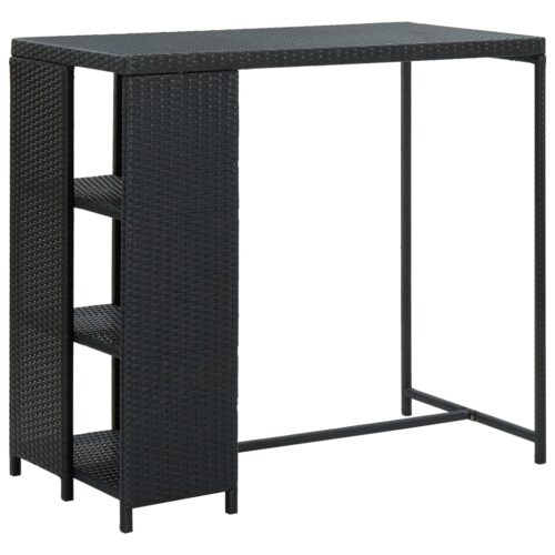 Bar Table with Storage Rack Black 120x60x110cm Poly Rattan