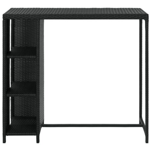 Bar Table with Storage Rack Black 120x60x110cm Poly Rattan - Image 2