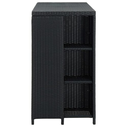 Bar Table with Storage Rack Black 120x60x110cm Poly Rattan - Image 3