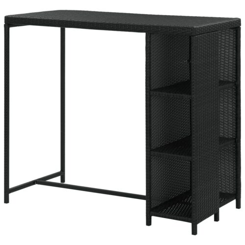 Bar Table with Storage Rack Black 120x60x110cm Poly Rattan - Image 4