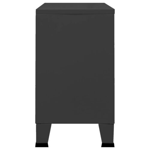Industrial Sideboard Black 105x35x62cm Metal Glass - Image 4