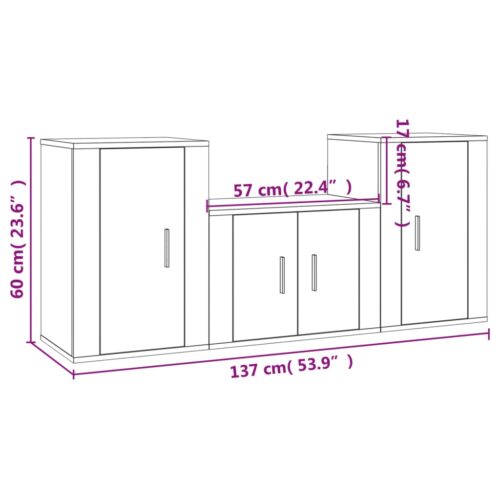 3-Piece TV Cabinet Set White Engineered Wood - Image 10
