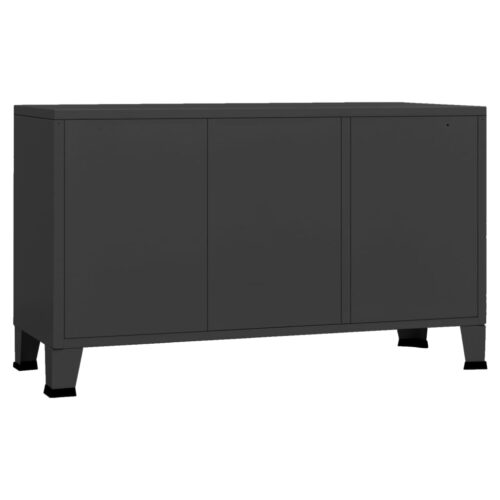 Industrial Sideboard Black 105x35x62cm Metal Glass - Image 5
