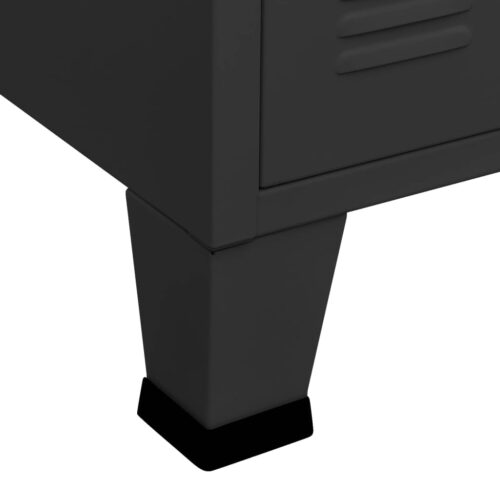 Industrial Sideboard Black 105x35x62cm Metal Glass - Image 8