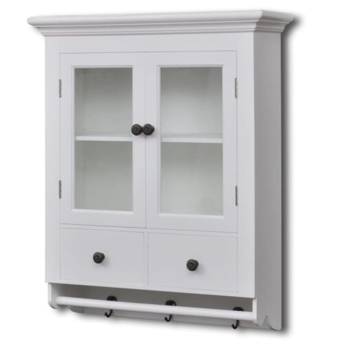 Wooden Kitchen Wall Cabinet with Glass Door White - Image 9