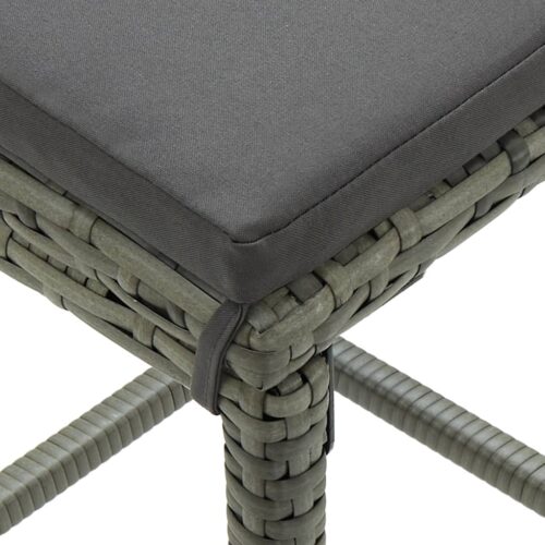Bar Stools with Cushions 6pcs Grey Poly Rattan - Image 6