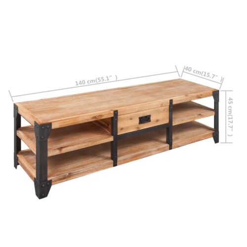 TV Stand Solid Acacia Wood 140x40x45cm - Image 5