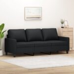 3-Seater Sofa Black 180cm Faux Leather