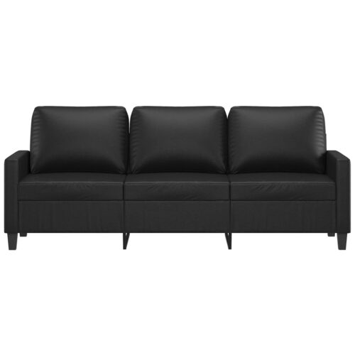 3-Seater Sofa Black 180cm Faux Leather - Image 3