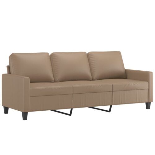 3-Seater Sofa Cappuccino 180cm Faux Leather - Image 2