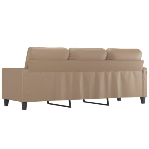 3-Seater Sofa Cappuccino 180cm Faux Leather - Image 5