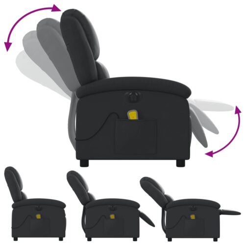 Electric Massage Recliner Chair Black Real Leather - Image 6
