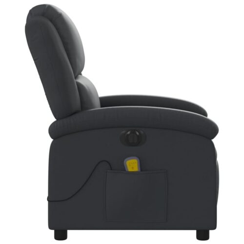 Electric Massage Recliner Chair Black Real Leather - Image 9
