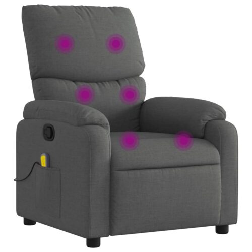 Massage Recliner Chair Dark Grey Fabric - Image 2