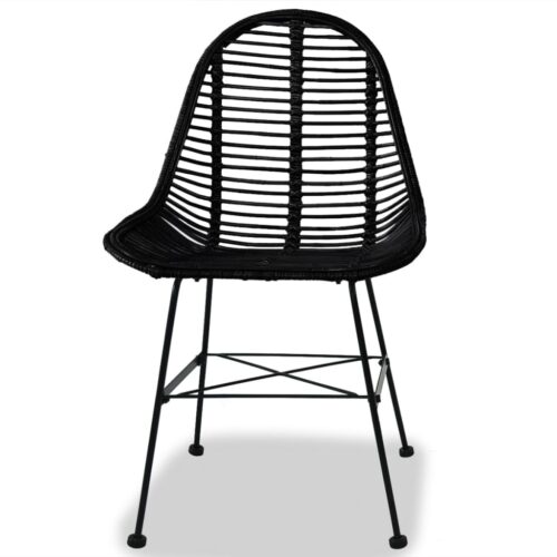 Dining Chairs 4pcs Black Natural Rattan - Image 2