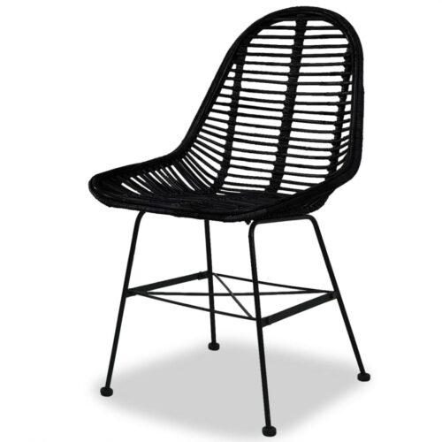 Dining Chairs 4pcs Black Natural Rattan - Image 3